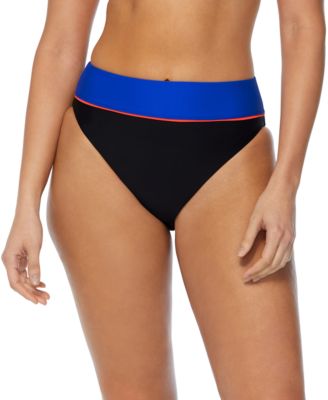 Reebok - Women's Contrast-Trim High-Waist Bikini Bottoms