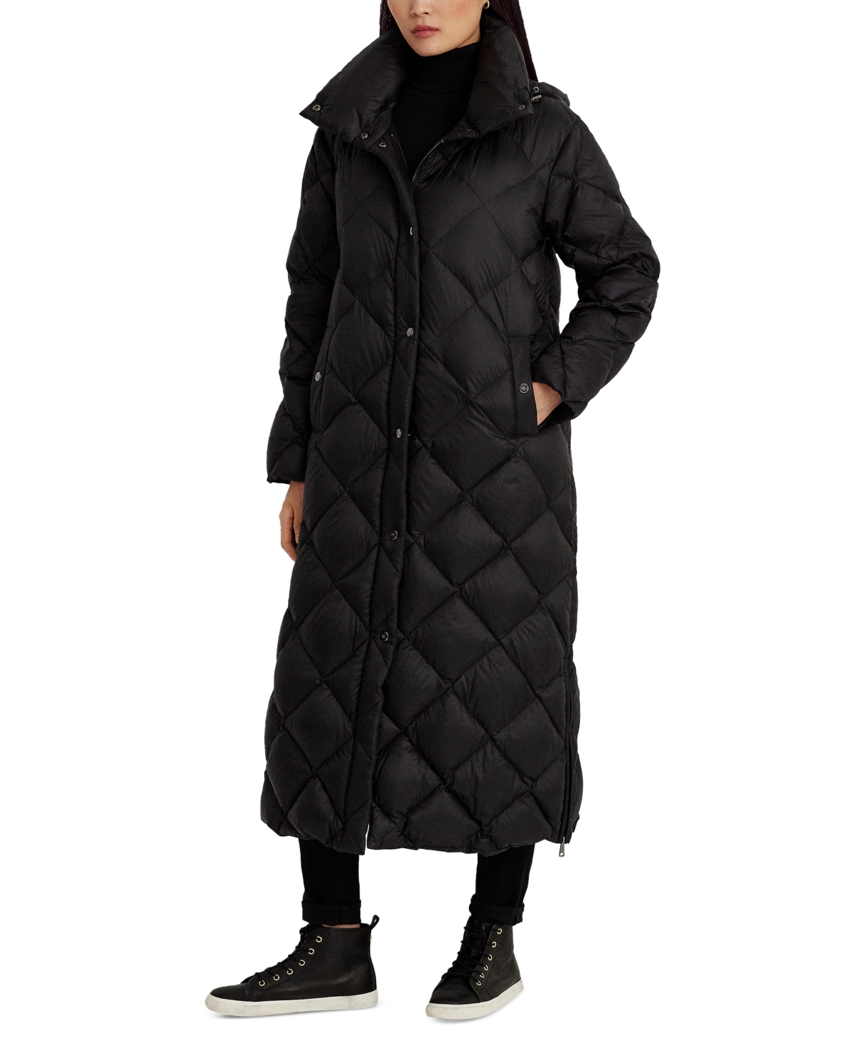 Lauren Ralph Lauren Women's Diamond Quilt Maxi Puffer Coat In Black