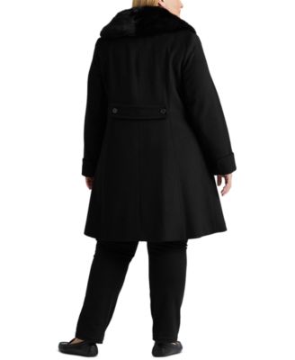 Plus Size Faux-Fur-Collar Coat
