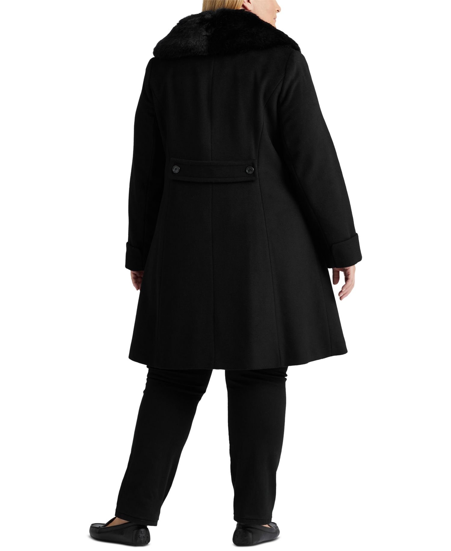 Plus Size Faux-Fur-Collar Coat