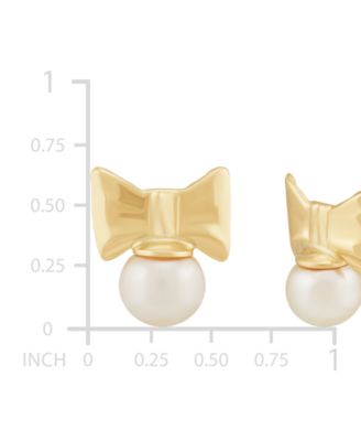 Children's Cultured Freshwater Pearl (3-3/4mm) Bow Stud Earrings in 14k Gold