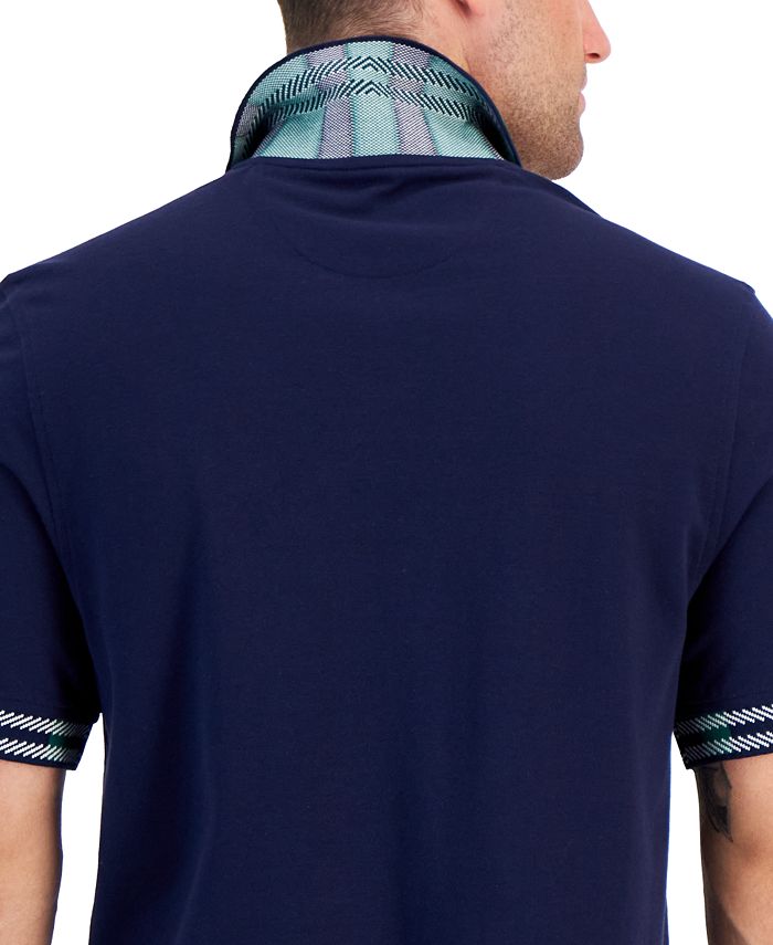 Club Room Men's Plaid Collar Pique Polo Shirt, Created for Macy's Macy's