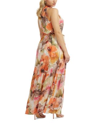 princess polly baby blue dress GUESS Women's Halter-Neck Katia Sleeveless Maxi Dress
