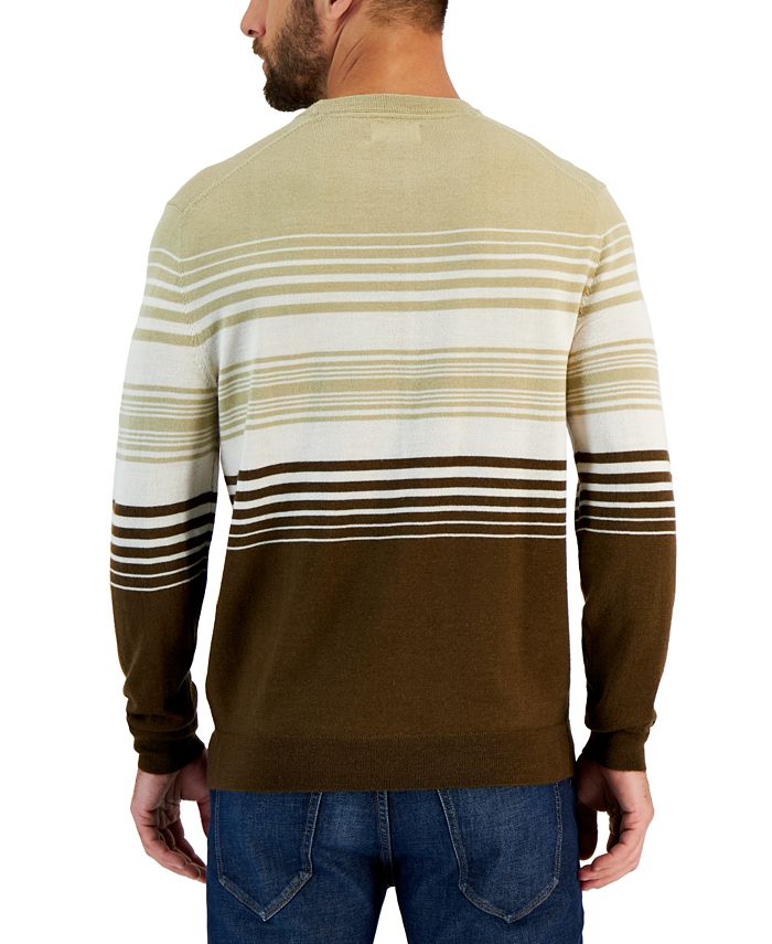 Club Room Men's Dylan Merino Striped Long Sleeve Crewneck Sweater ...