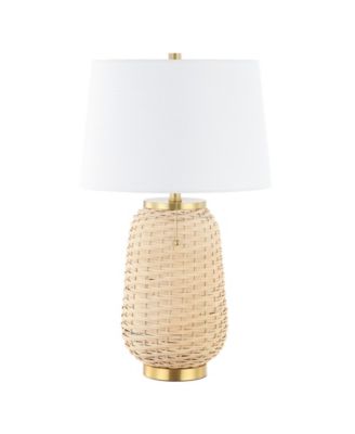 Chakrii 25" Rustic Bohemian Iron, Rattan LED Table Lamp with Pull-Chain