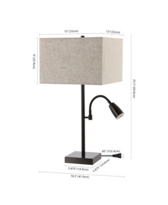 Austin 25.5" 2-Light Farmhouse Industrial Iron LED Table Lamp with USB Charging Port and Adjustable Reading Light, Set of 2