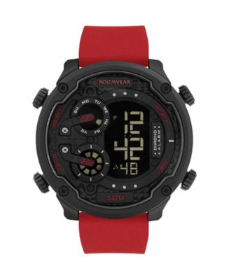 Rocawear Men's Digital Red Silicone Strap Watch 52mm x 65mm - Macy's