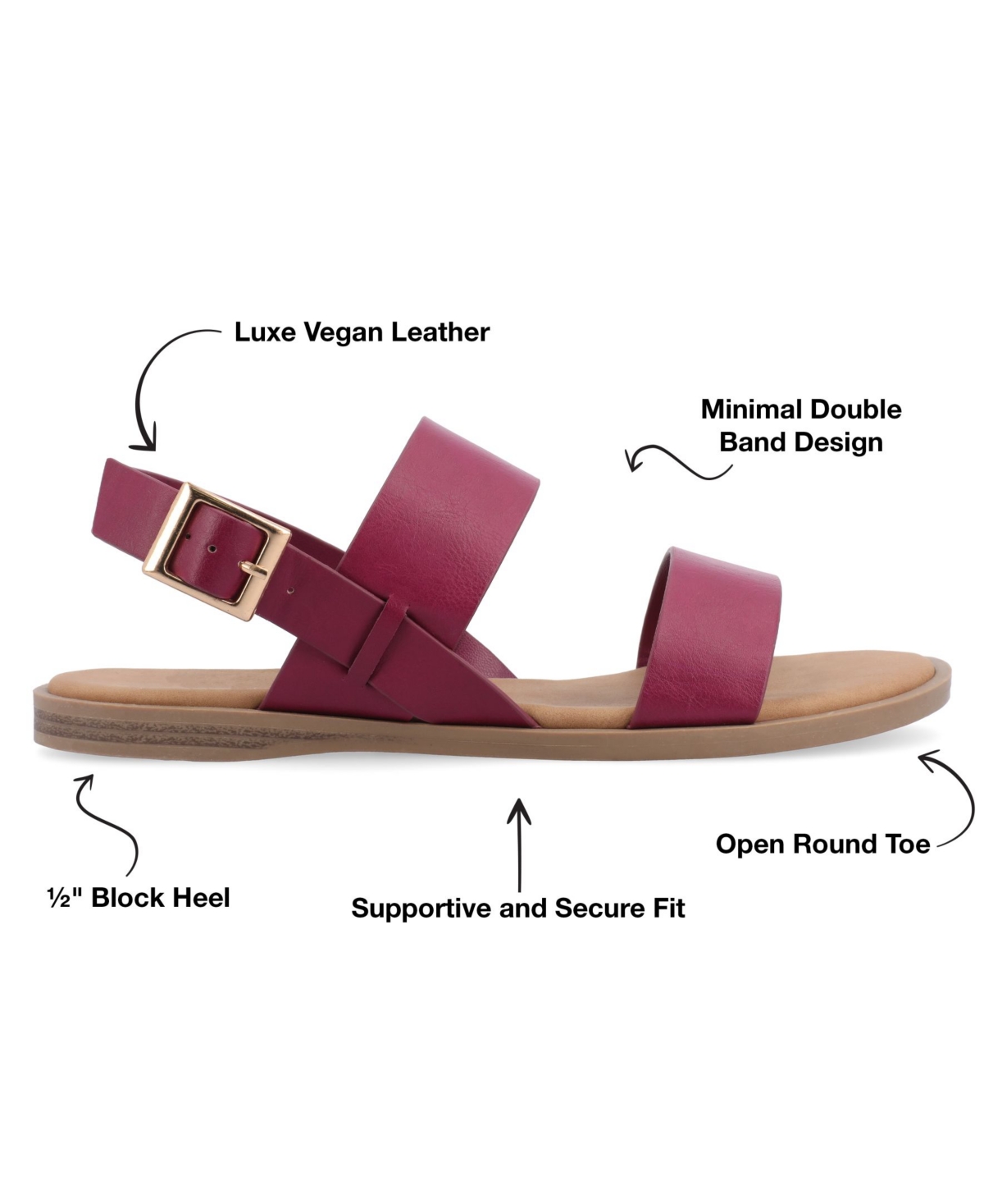 Journee Collection Journee Women's Wide Width Lavine Sandals In Raspberry