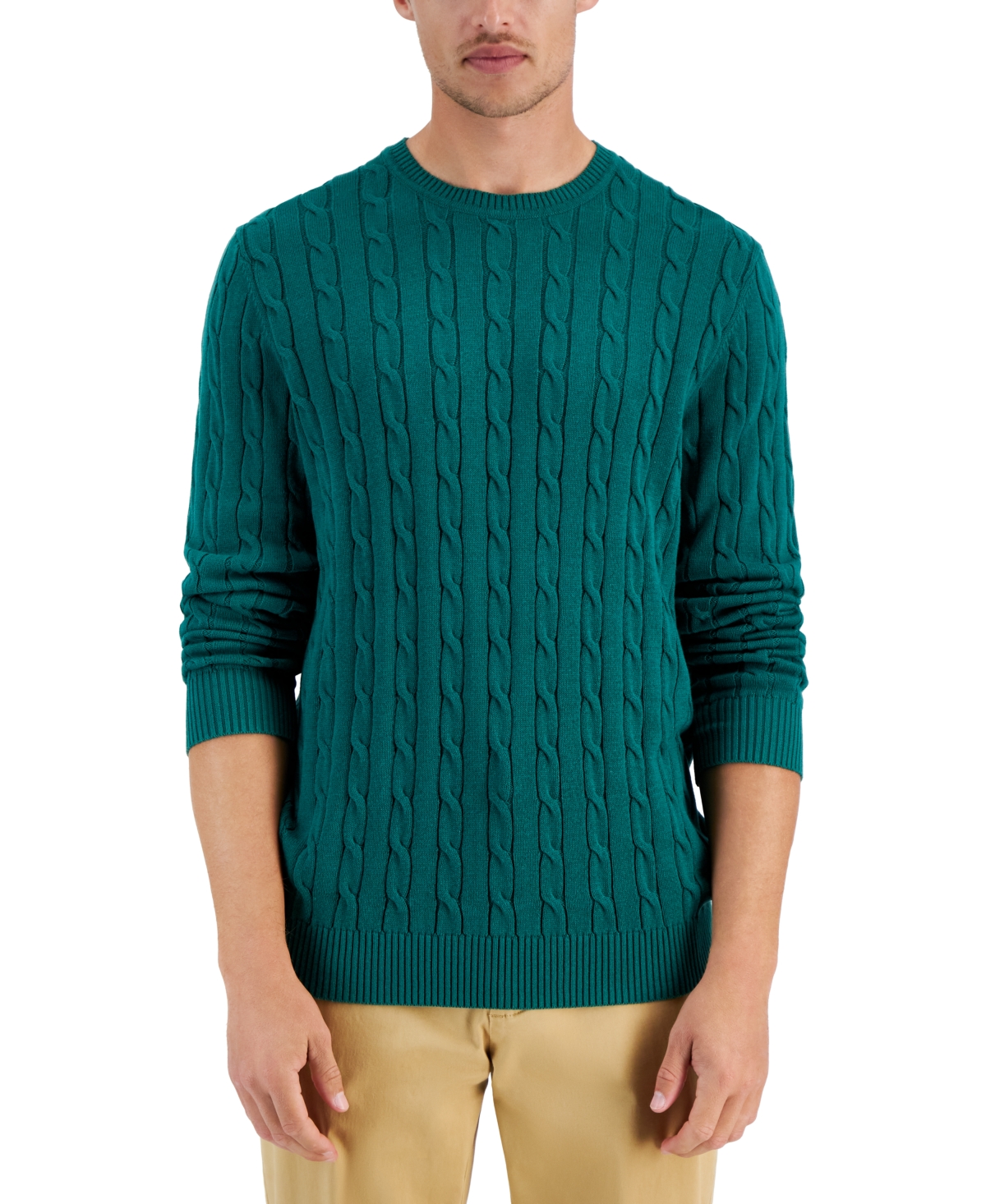 Club Room Men s Cable Knit Cotton Sweater Created for Macy s Smart Closet