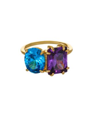 18K Gold Plated Brass Multi Stone Cubic Zirconia Ring