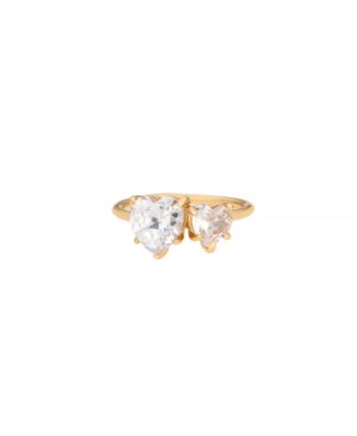 18K Gold Plated Brass Multi Heart Cubic Zirconia Ring
