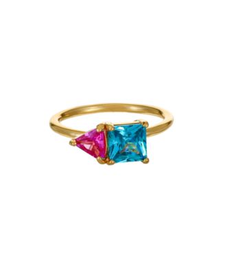 18K Gold Plated Brass Square Cubic Zirconia Ring