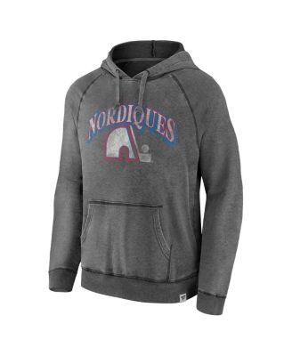 Men's Gray Quebec Nordiques Heritage Broken Ice Washed Raglan Pullover Hoodie