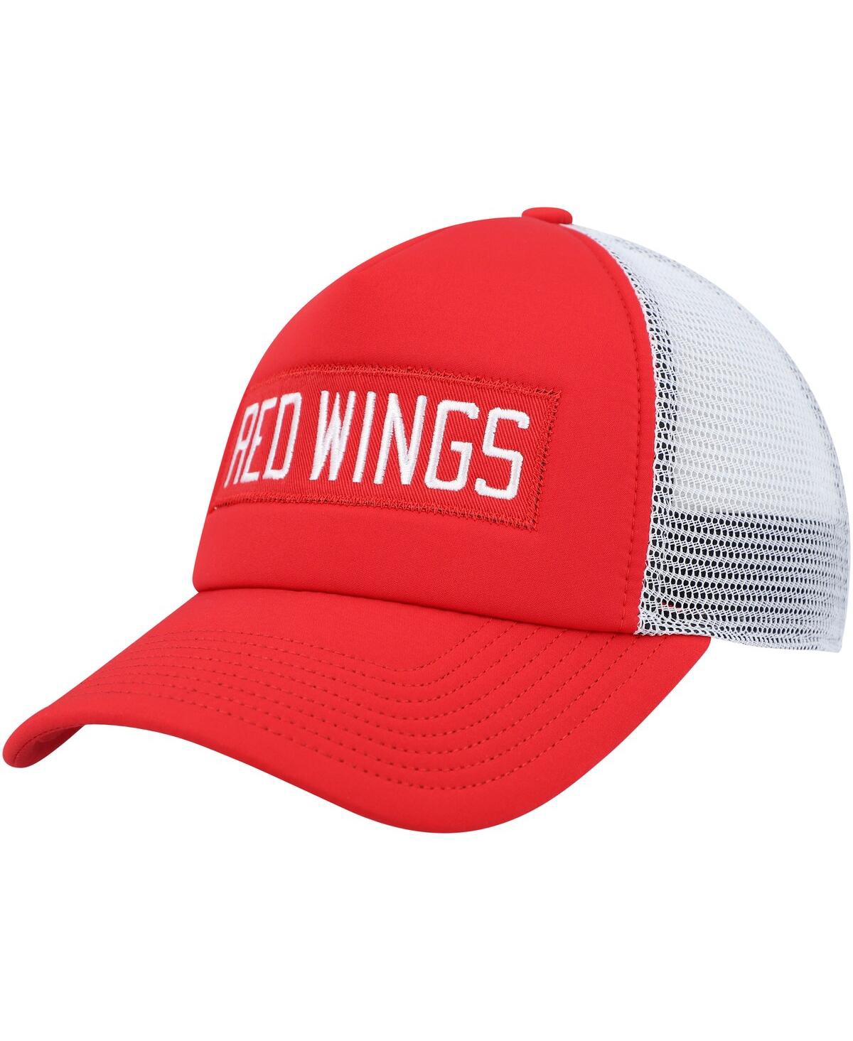 Shop Adidas Originals Men's Adidas Red, White Detroit Red Wings Team Plate Trucker Snapback Hat In Red,white