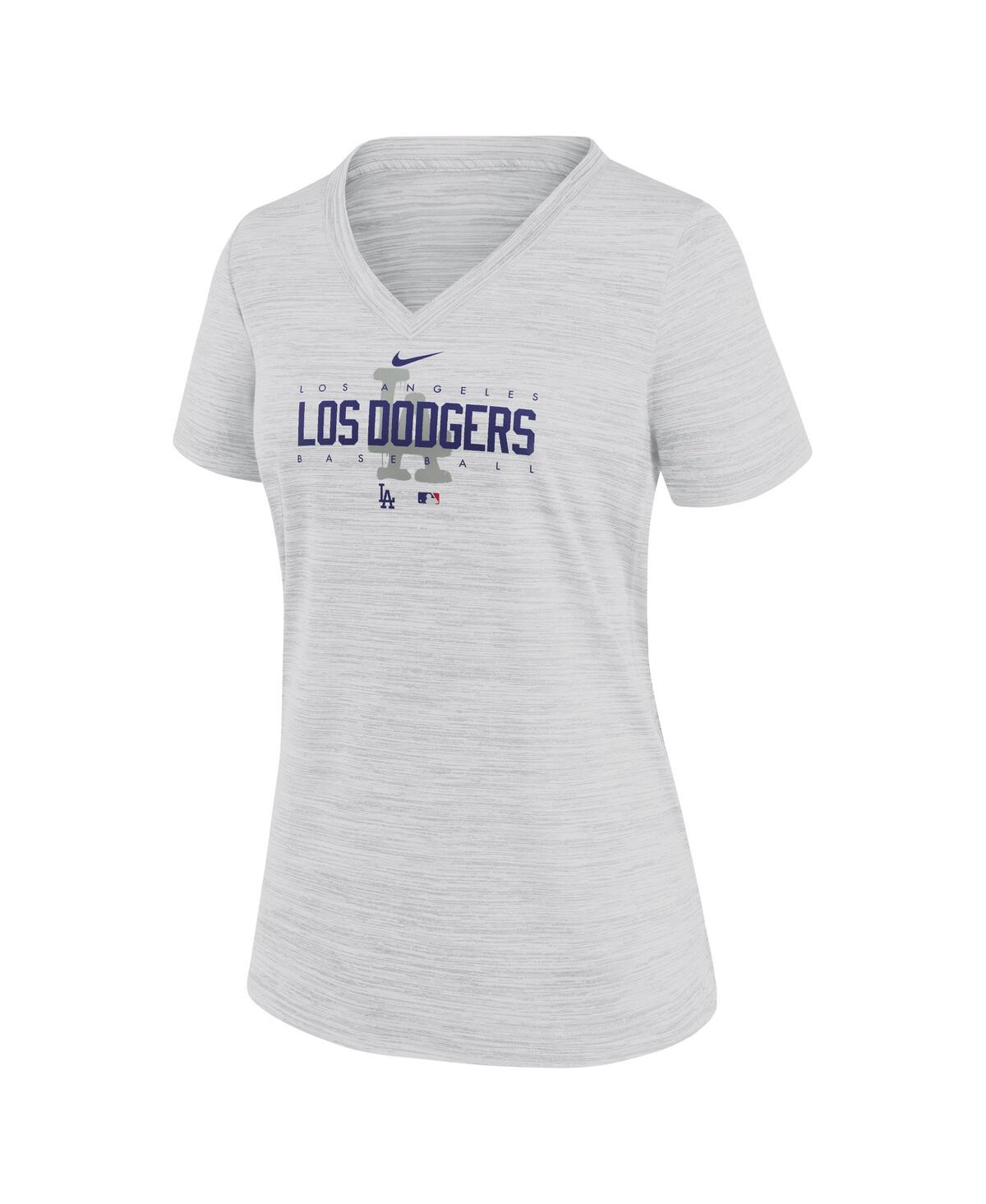 Shop Nike Women's  White Los Angeles Dodgers City Connect Velocity Practice Performance V-neck T-shirt