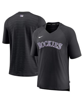 Men's Black Colorado Rockies Authentic Collection Pregame Raglan Performance V-Neck T-shirt