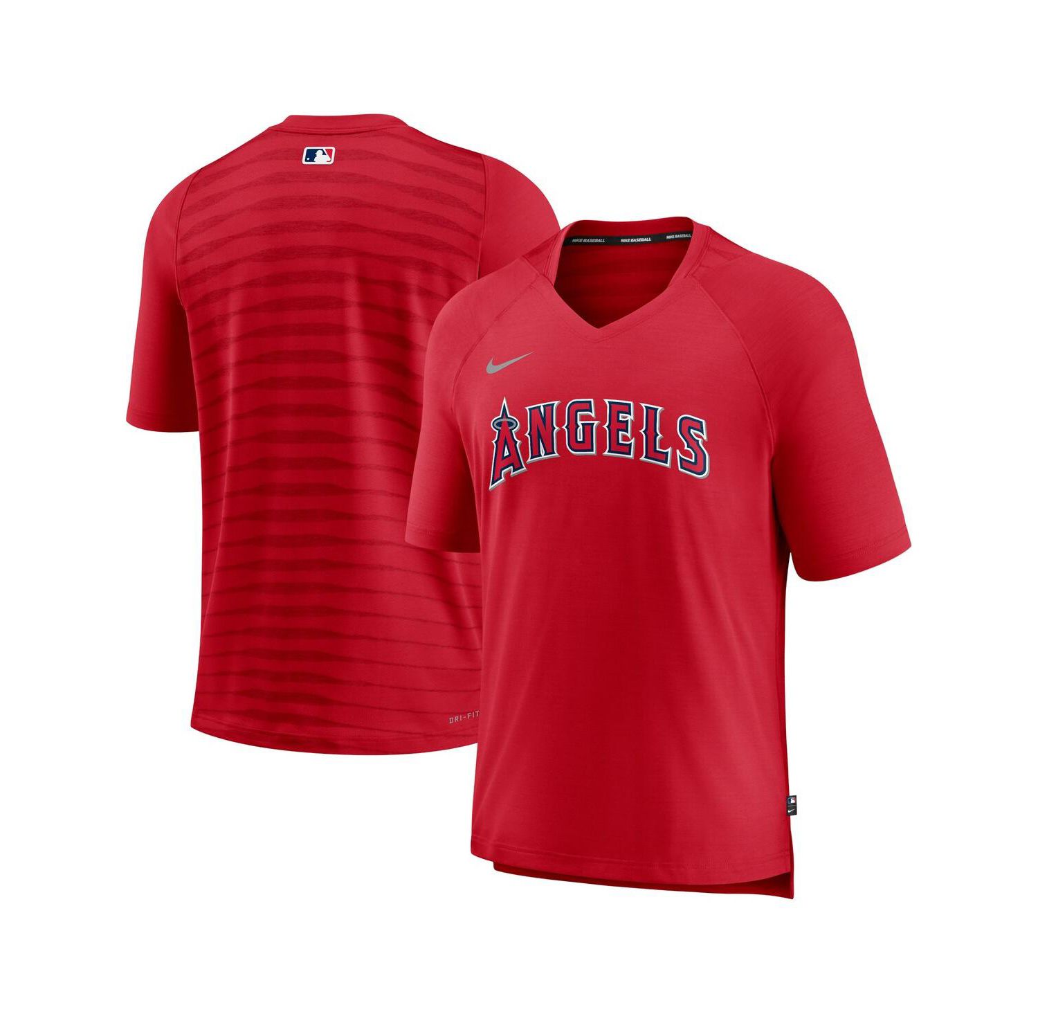 Men's Red Los Angeles Angels Authentic Collection Pregame Raglan Performance V-Neck T-shirt