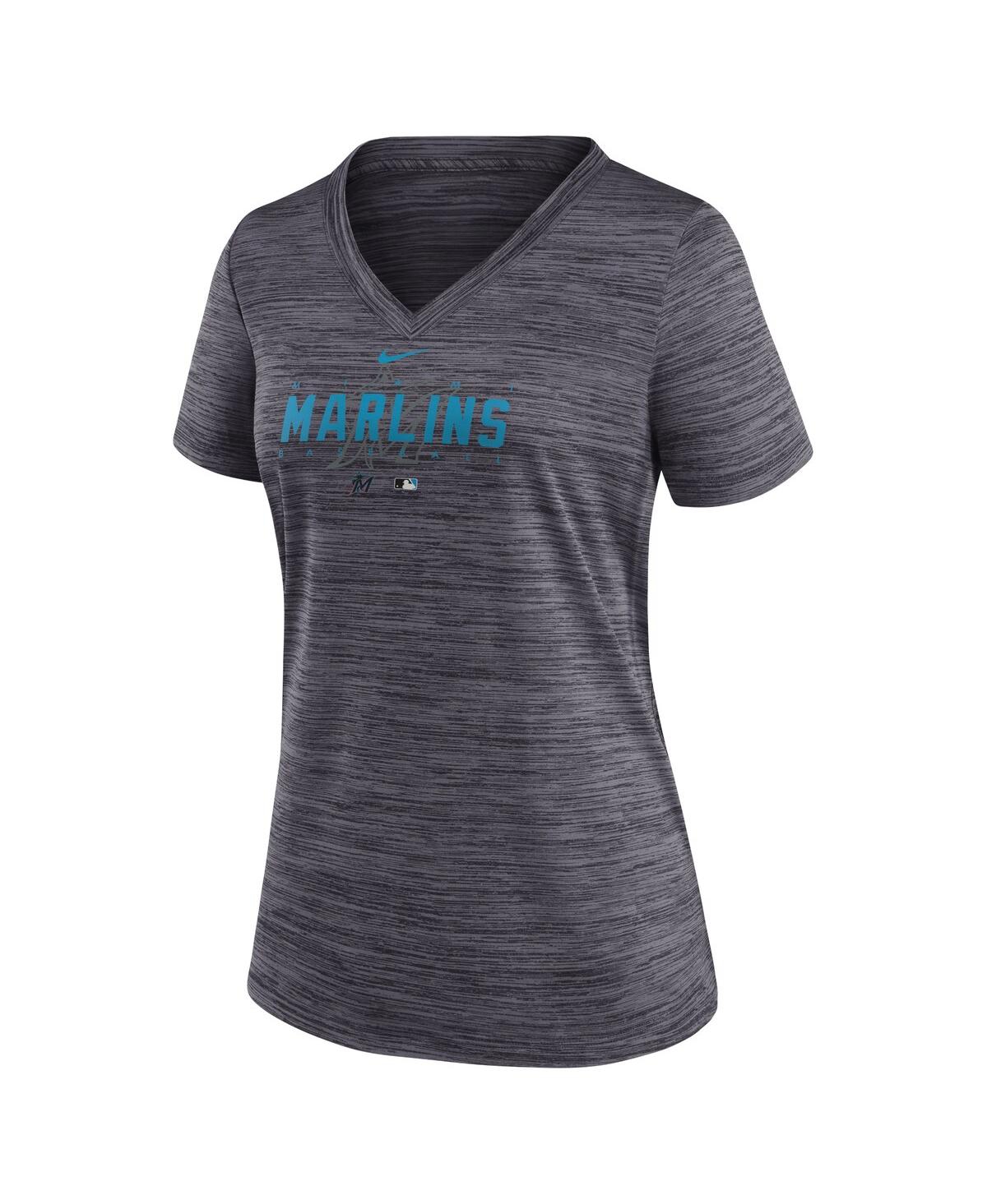 Women's NikeMiami Marlins Authentic Collection Velocity Practice Performance V-Neck T-shirt - Black