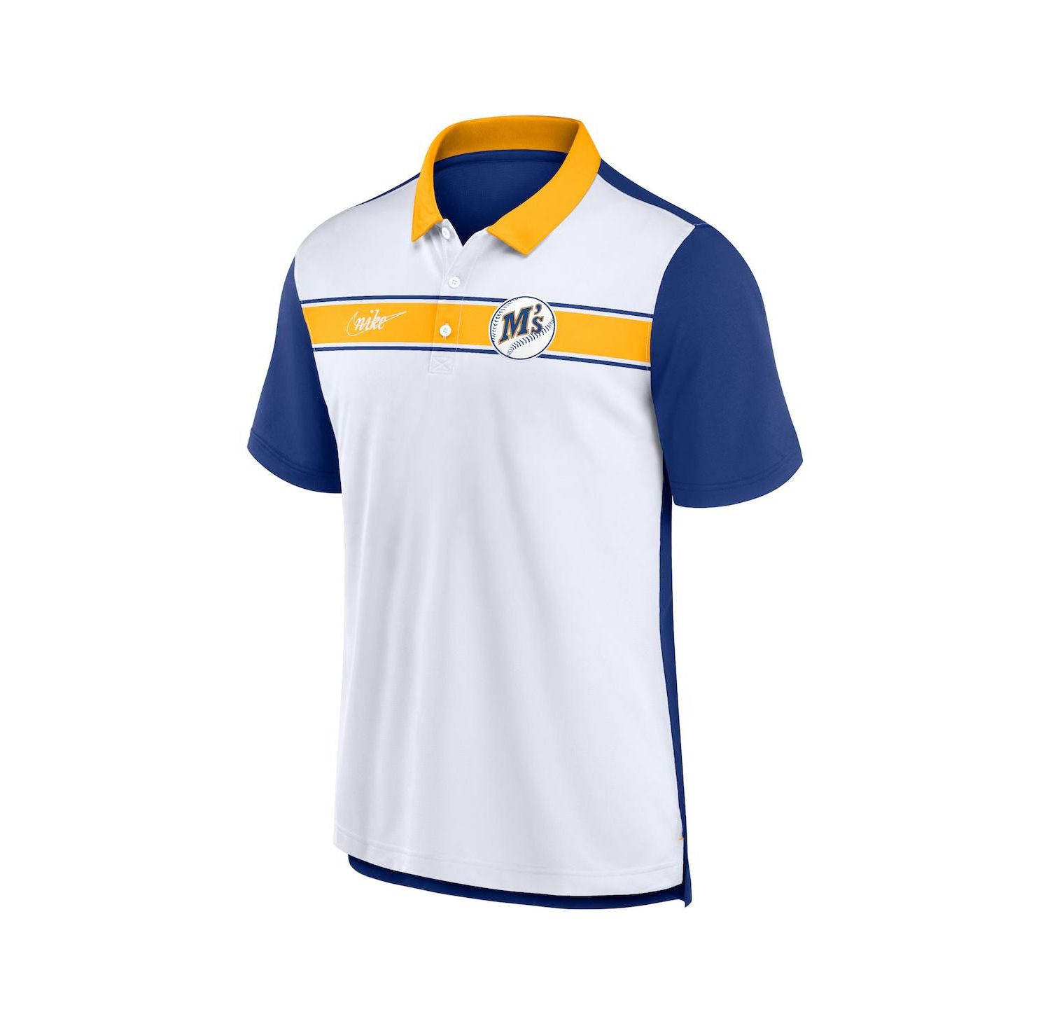 Men's White, Royal Seattle Mariners Rewind Stripe Polo Shirt