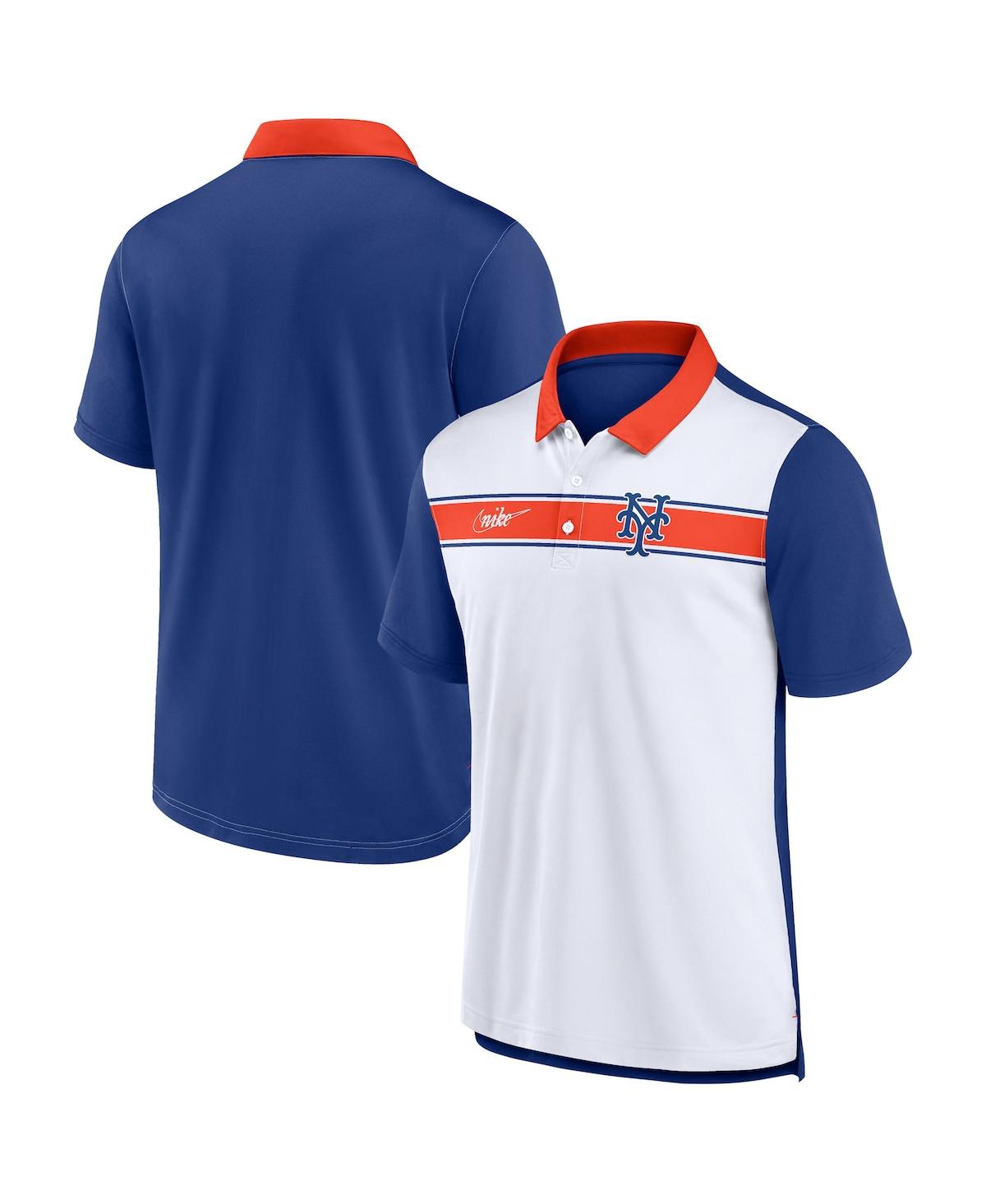 Nike Men's  White, Royal Atlanta Braves Rewind Stripe Polo Shirt In White,royal