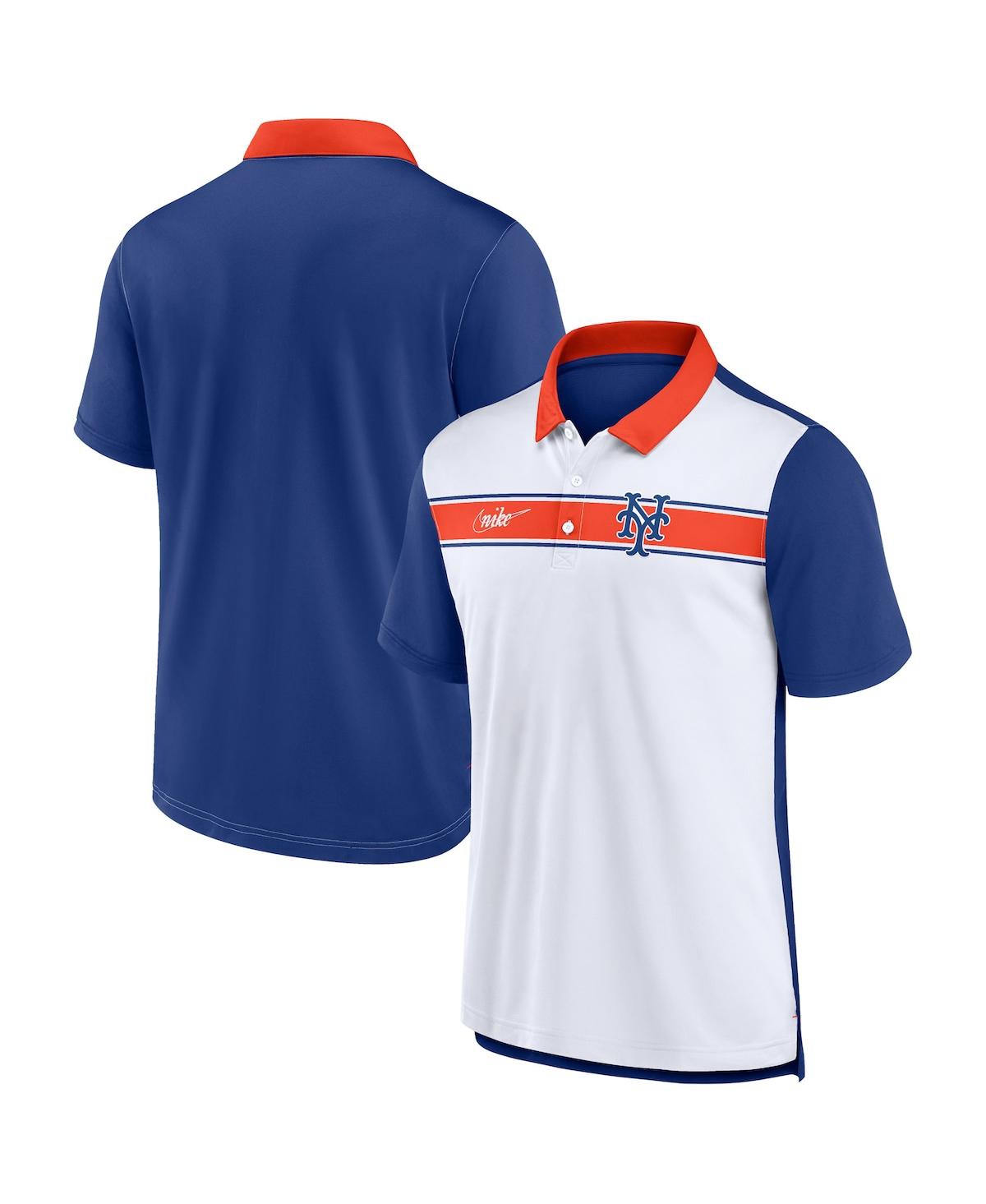 Shop Nike Men's  White, Royal New York Mets Rewind Stripe Polo Shirt In White,royal