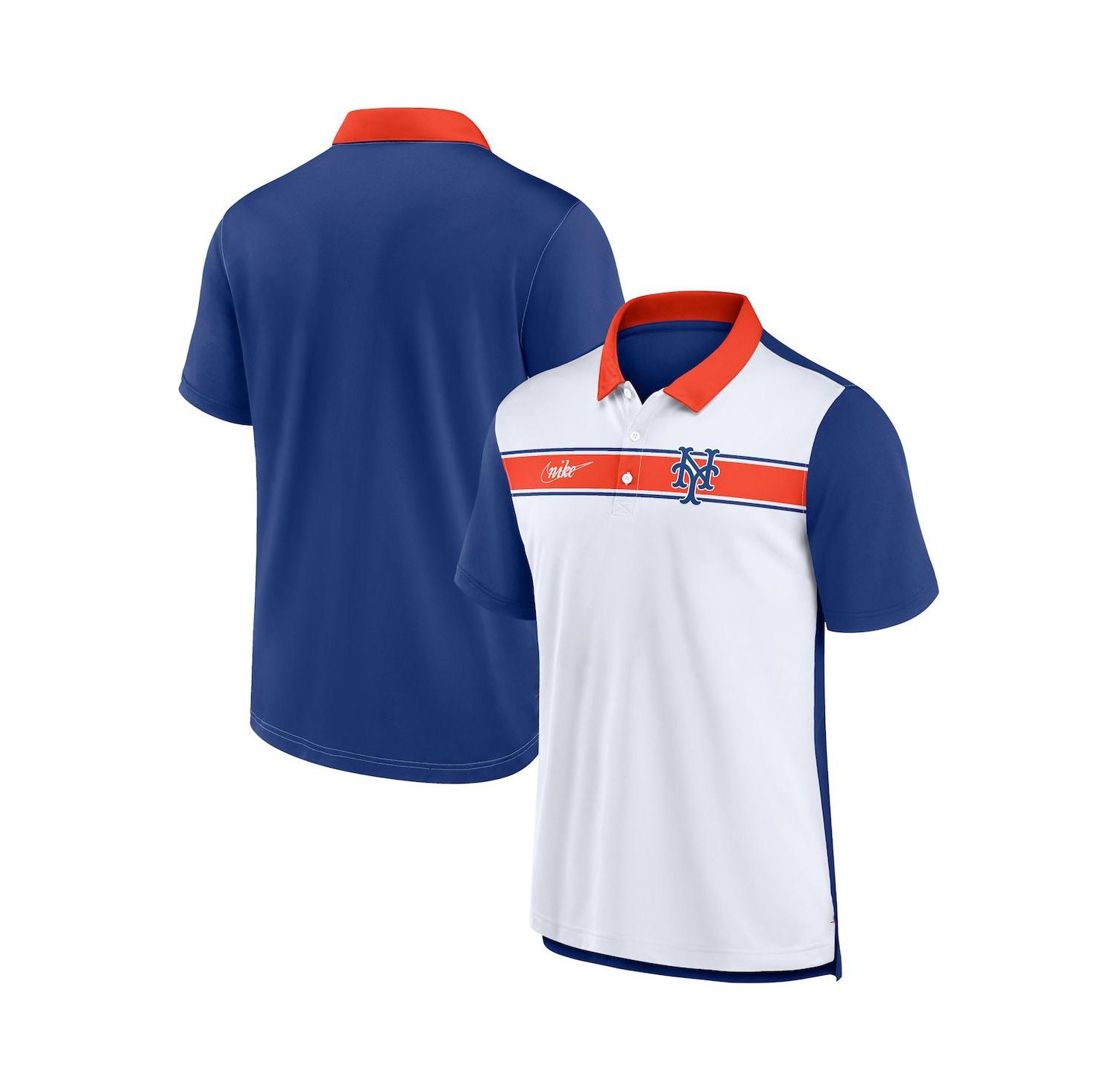 Men's White, Royal New York Mets Rewind Stripe Polo Shirt