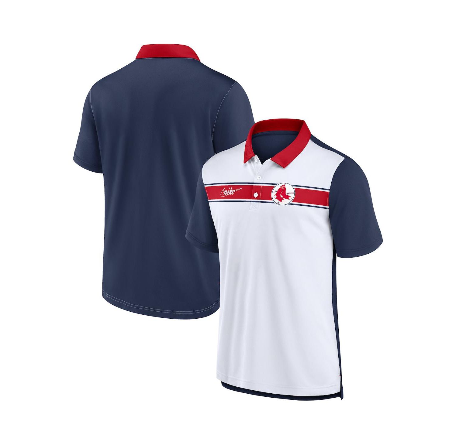 Men's White, Navy Boston Red Sox Rewind Stripe Polo Shirt