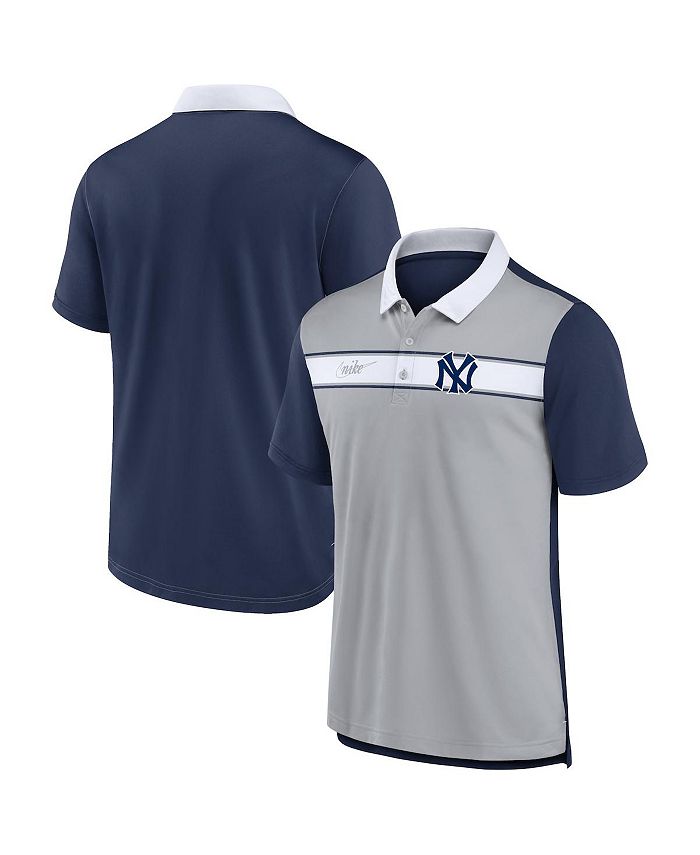 Nike Men's Gray, Navy New York Yankees Rewind Stripe Polo Shirt