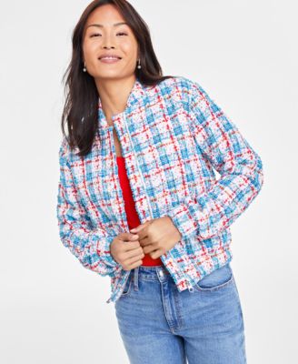 On 34th - Women's Metallic Tweed Bomber Jacket