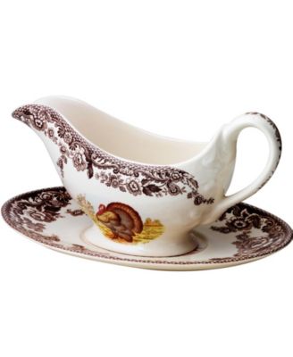 Woodland Turkey Gravy Boat & Stand