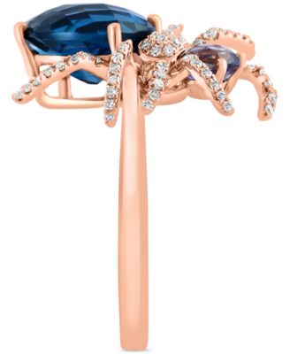 EFFY&reg; Multi-Gemstone (4-5/8 ct. t.w.) & Diamond (1/3 ct. t.w.) Spider Ring in 14k Rose Gold