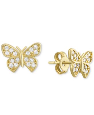 Cubic Zirconia Butterfly Stud Earrings in 10k Gold - Macy's