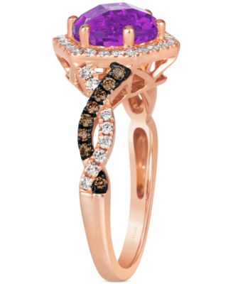 Grape Amethyst (1-3/4 ct. t.w.) & Diamond (3/8 ct. t.w.) Halo Twist Ring in 14k Rose Gold (Also in Deep Sea Blue Topaz)