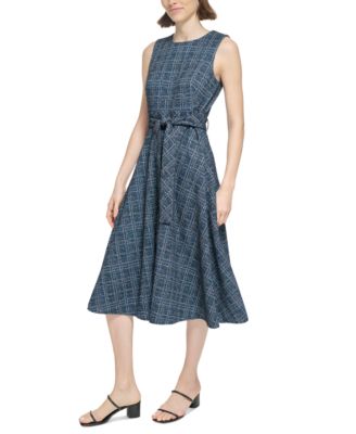 Women's Tweed Belted A-Line Dress