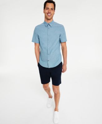 Men's Infinite Flex Chino Shorts & Slim-Fit Stretch End-On-End Short-Sleeve Shirt Outfit
