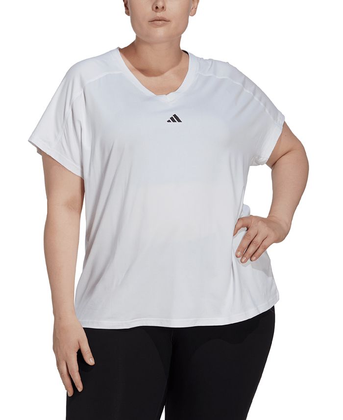 Adidas Women s Plus Size Train Essentials Min V Neck T Shirt White 2x