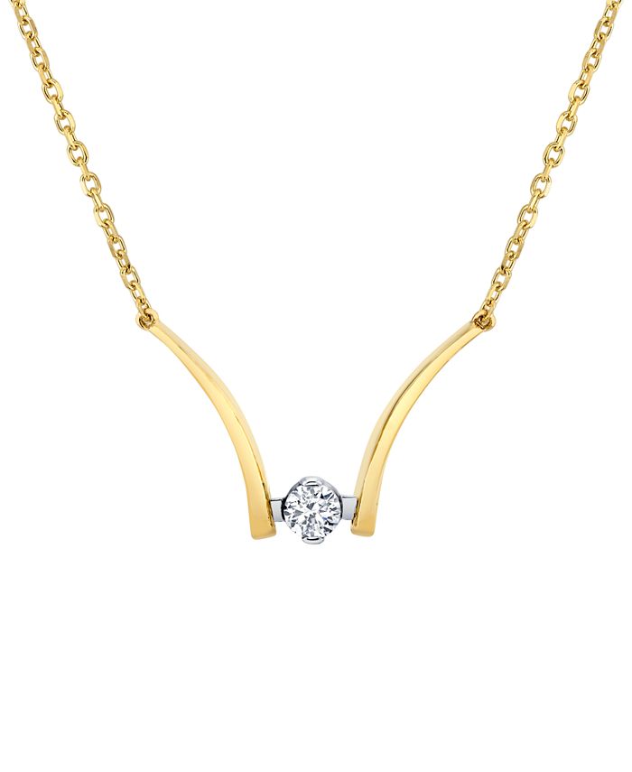 Sirena Diamond Solitaire Curved Bar 18" Pendant Necklace (1/4 ct. t.w