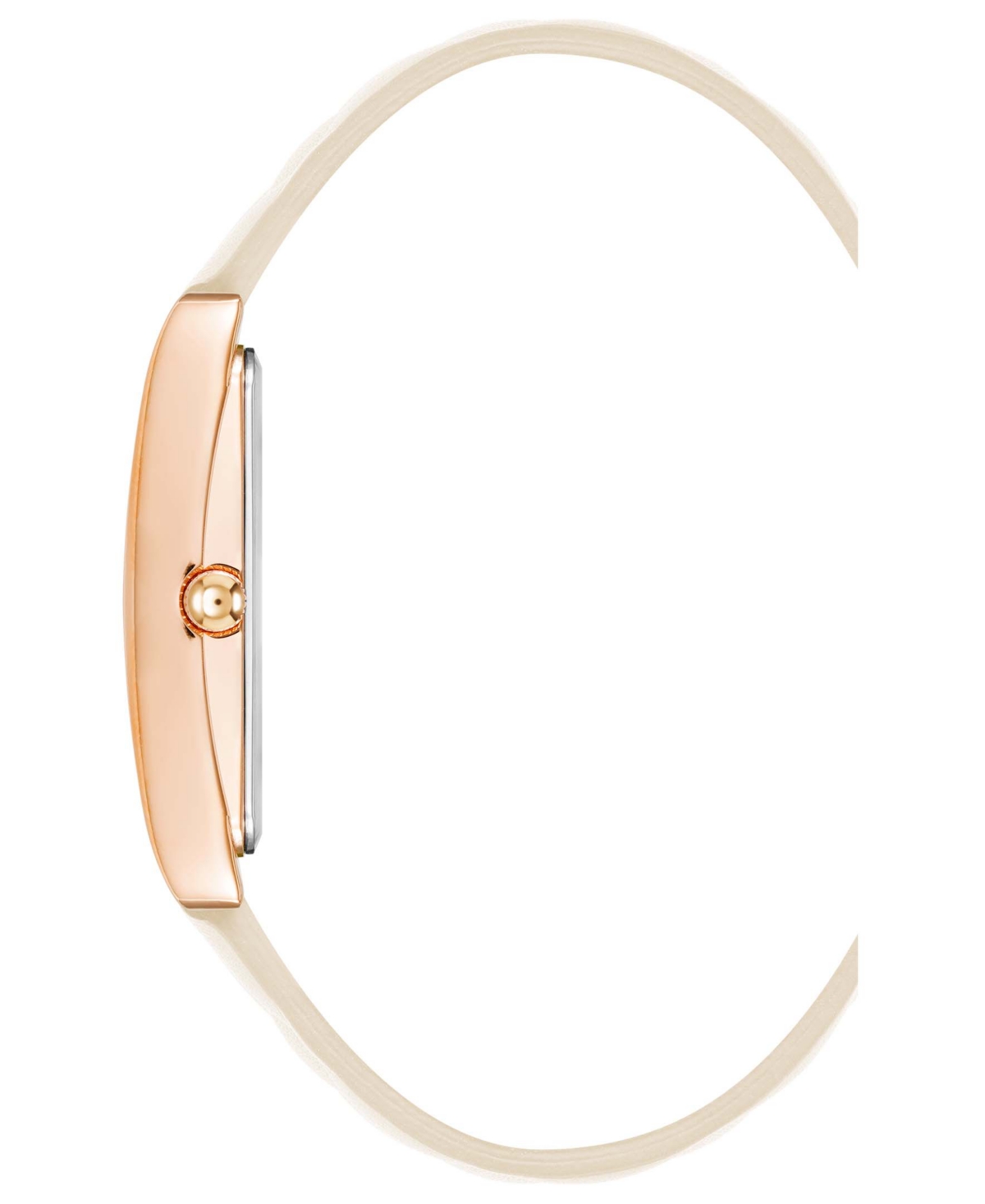 Anne Klein Women's Three Hand Quartz RectangularTone Alloy and Ivory Genuine Leather Strap Watch, 32mm - Rose Gold, Ivory