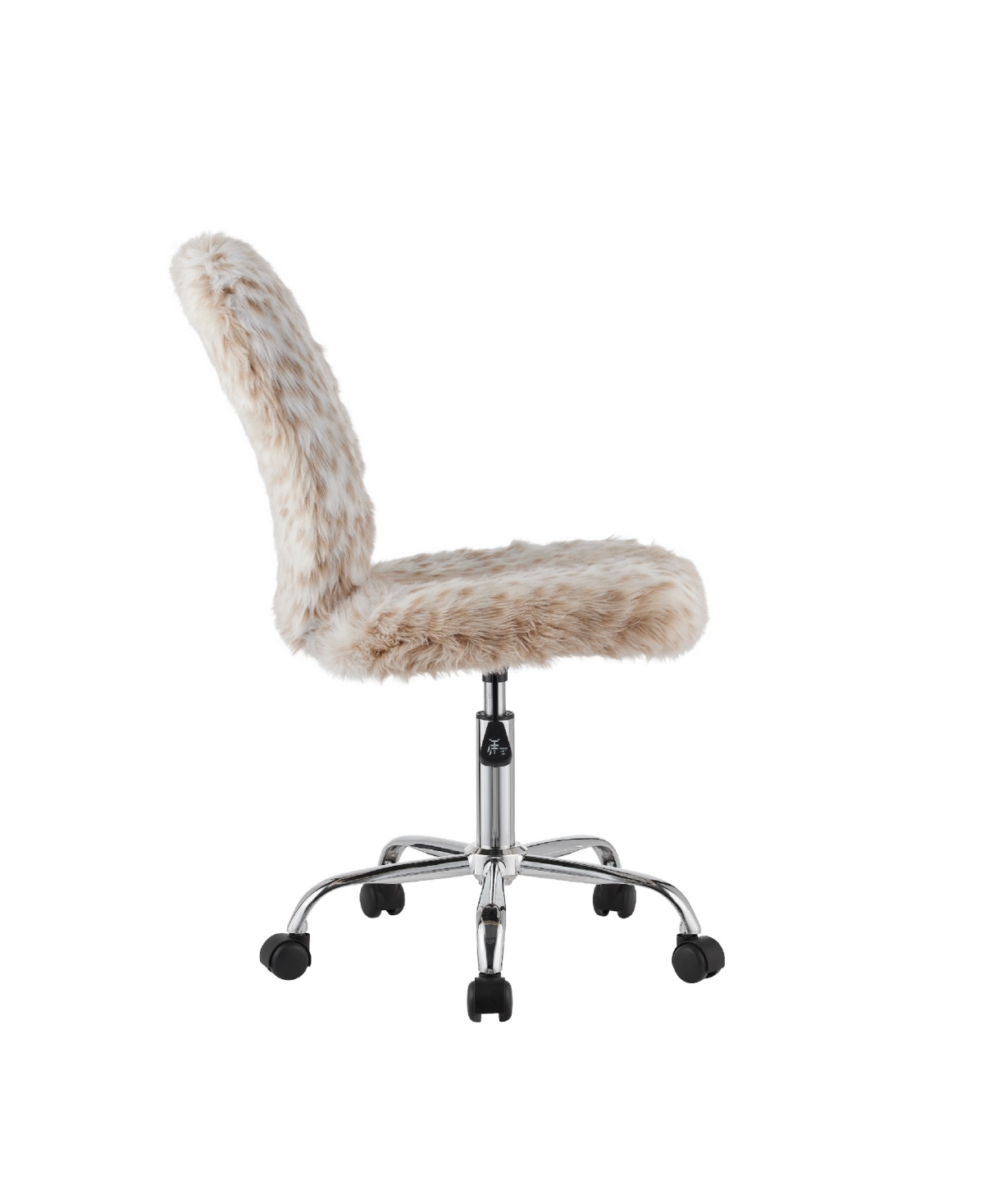 Linon Home Decor Albion Armless Swivel Office Chair In Snow Leapard Faux Fur