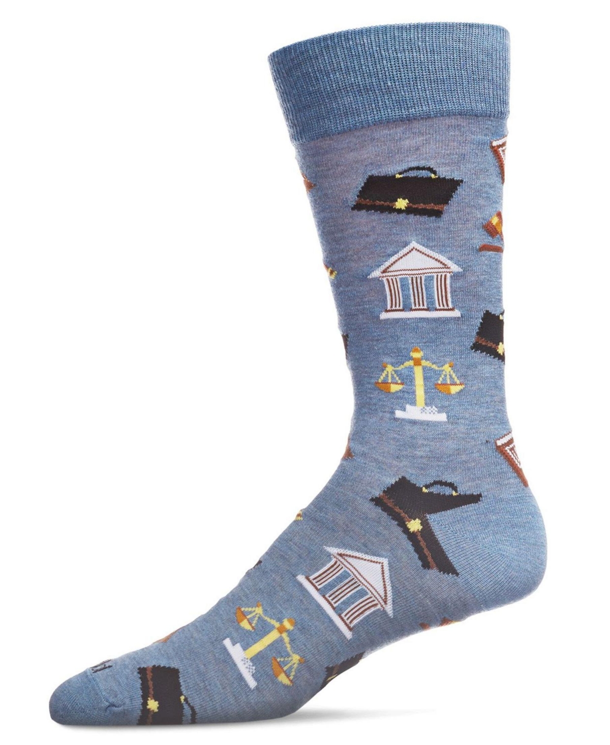 Memoi Men's Law And Order Heathered Rayon From Bamboo Novelty Crew Socks In Denim Heather