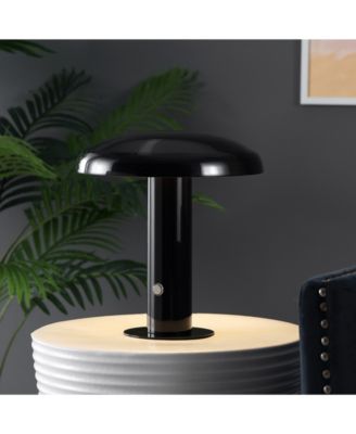 Suillius 11" Contemporary Bohemian Rechargeable, Cordless Iron Integrated LED Mushroom Table Lamp