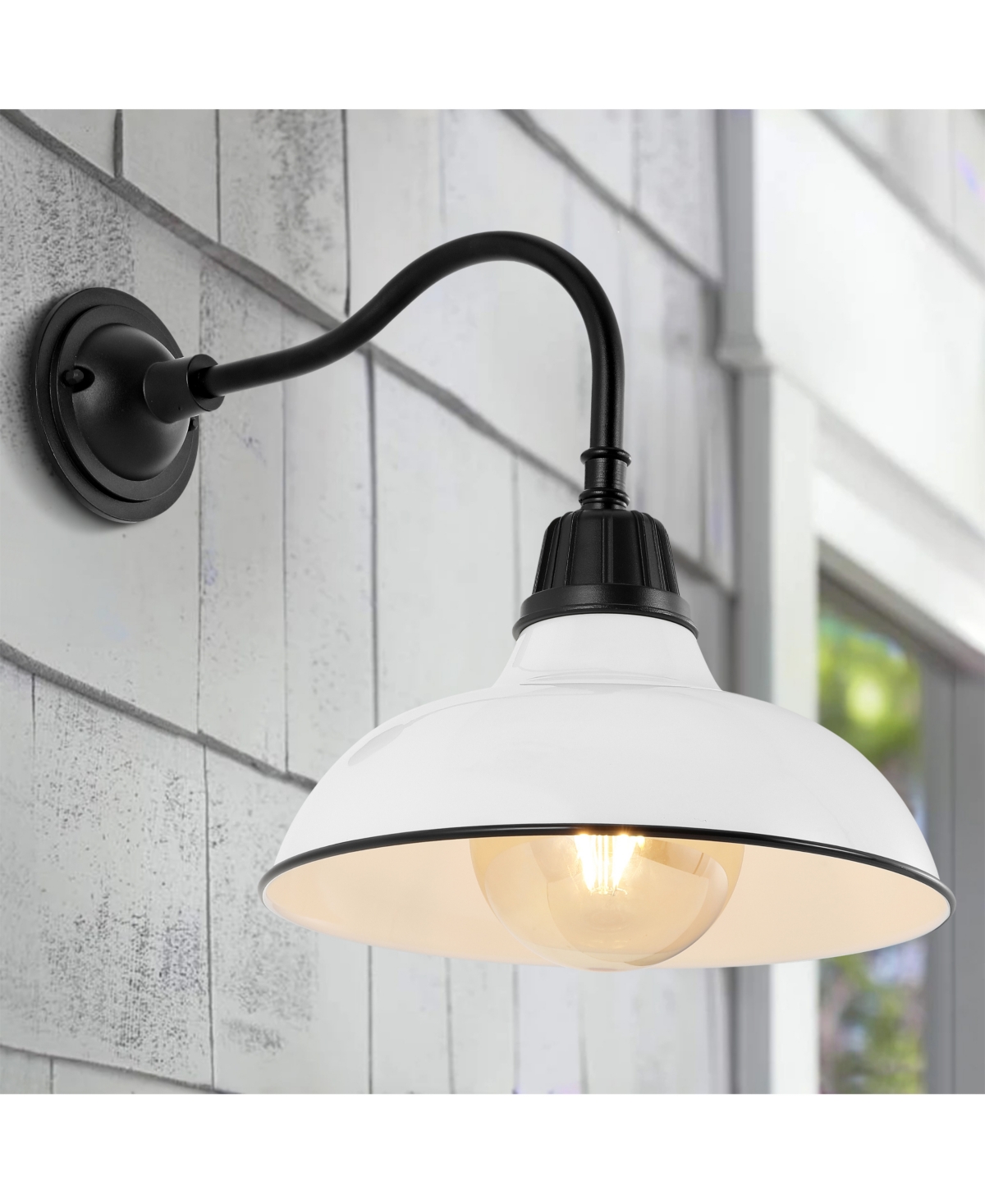 Aurora 12.25" 1-Light Farmhouse Industrial Indoor, Outdoor Iron Led Gooseneck Arm Sconce