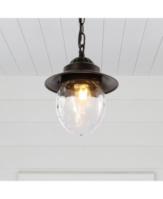 Manteo 8.25" 1-Light Farmhouse Industrial Iron, Glass Outdoor LED Pendant