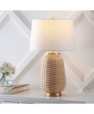 Chakrii 25" Rustic Bohemian Iron, Rattan LED Table Lamp with Pull-Chain