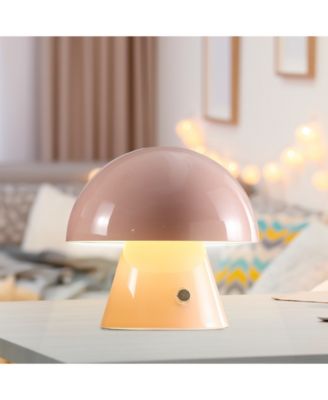 Porcini 7" Contemporary Bohemian Rechargeable, Cordless Iron Integrated LED Mushroom Table Lamp