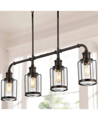 Abbott 34" 4-Light Farmhouse Industrial Iron, Glass Linear LED Pendant