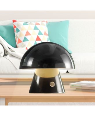 Porcini 7" Contemporary Bohemian Rechargeable, Cordless Iron Integrated LED Mushroom Table Lamp