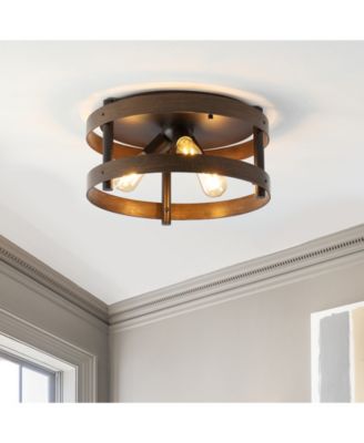 Cooper 16" 3-Light Farmhouse Industrial Iron LED Flush Mount