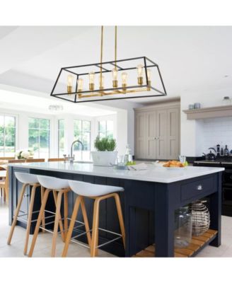 Liane 35" 8-Light Farmhouse Industrial Iron Linear LED Pendant