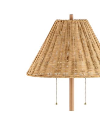 Nando 61" 2-Light Coastal Bohemian Iron, Rattan LED Floor Lamp with Pull-Chain